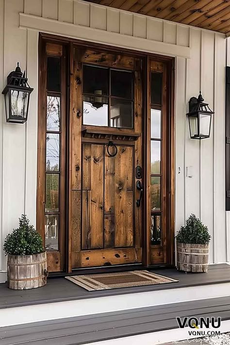 Rustic Entry Doors, Beautiful Houses Exterior, Entryway Designs, Minimalist Entryway, Rustic Front Door, Wooden Barrels, Modern Entrance Door, Contemporary Entryway, Wooden Front Door