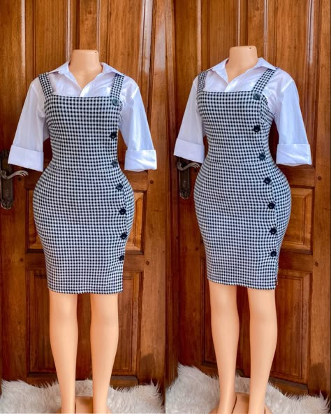 Cooperate Two Piece Outfits, Cooperate Skirts Outfits, Corporate Pinafore Dress Outfit, Cooperate Dress Styles, Formal Outfit Ideas For Women, Official Outfits For Women, Corporate Dresses Classy, Simple Dress Styles, Classy Short Dresses