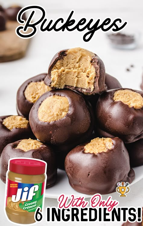 Make these Buckeyes with creamy peanut butter and rich chocolate. This easy recipe is perfect for parties, holidays, and anytime snacking! Christmas Cookies Buckeyes, Peanut Butter Buckeye Cookies, The Best Buckeyes Recipe, Easy Peanut Butter Buckeyes, Pioneer Woman Buckeyes, Peanut Butter Pretzel Buckeyes, Buckeyes Recipe With Paraffin, Creamy Buckeyes Recipe, Buckeye Graham Crackers