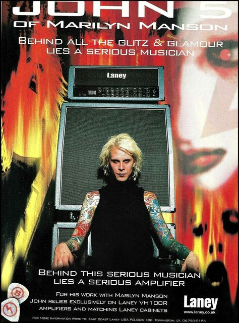 John 5 Guitarist, Theatre Problems, Advertising Methods, Guitar Magazine, Signature Guitar, Pin Up Photos, John 5, Print Advertisement, Music Magazine