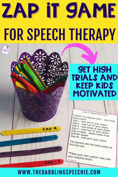 Learn how to play this easy DIY speech therapy game to get high trials with your articulation and phonology goals Play Based Speech Therapy, Speech Articulation Activities, Speech Therapy Activities Elementary, Speech Pathology Activities, Speech Rules, Articulation Therapy Activities, Speech Therapy Ideas, Speech Games, Articulation Games