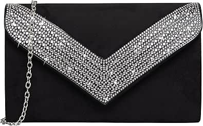 Black Formal Dresses, Prom Clutch, Formal Clutch, Black Leather Clutch, Large Purse, Crystal Trim, Clutches For Women, Wedding Purse, Party Clutch