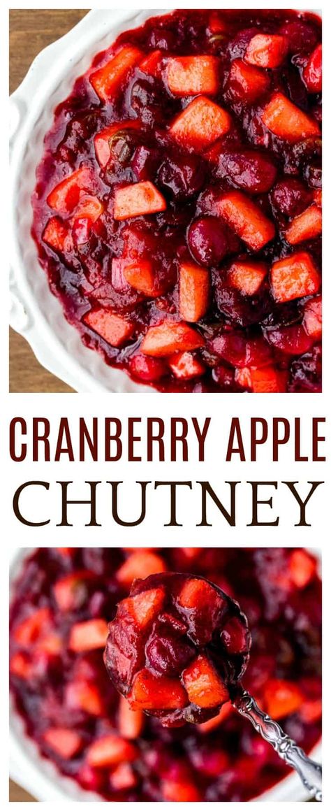 Cranberry Apple Chutney, Cranberry Chutney Recipe, Apple Chutney, Thanksgiving Appetizer Recipes, Cranberry Apple, Cranberry Chutney, Pork Chicken, Thanksgiving Recipes Side Dishes, Thanksgiving Dishes