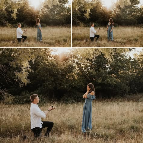 Golden Hour Engagement Pictures, Proposal Pics, Surprise Proposal Photoshoot, Surprise Engagement Photos, Engagement Proposal Photos, Surprise Proposal Pictures, Proposal Shoot, Austin Engagement Photos, Cute Proposal Ideas