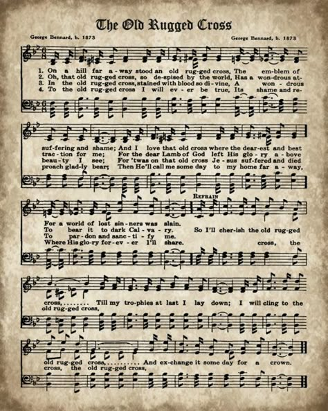 Printable Hymn Book Page - The Old Rugged Cross The Old Rugged Cross Art, Old Rugged Cross Lyrics, The Old Rugged Cross Sheet Music Free Printable, The Old Rugged Cross Printable, Old Rugged Cross Art, Free Printable Hymns Sheet Music Old Rugged Cross, The Old Rugged Cross Sheet Music, Old Rugged Cross Sheet Music Printable, Printable Hymns Free