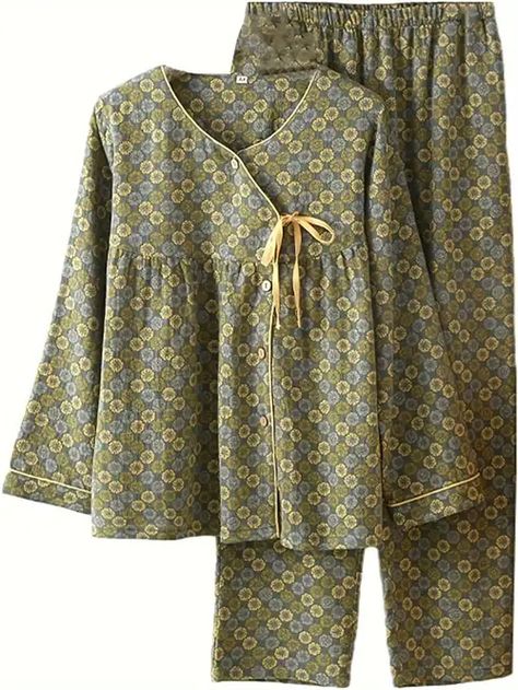 Japanese Pajamas, Kimono Pajamas, Pajama Suit, Womens Pyjama Sets, Jacquard Weave, Japanese Kimono, Girly Stuff, Sewing Project, Amazon Women