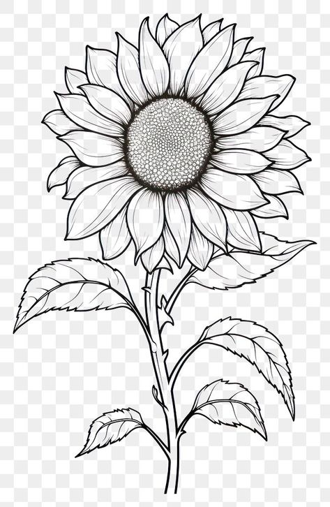 Sunflower Line Art, Sunflower Outline, Art Color Pencil, Sunflower Sketch, Line Art Color, Sunflower Sketches, Sunflower Illustration, Flower Sunflower, Heart Coloring Pages