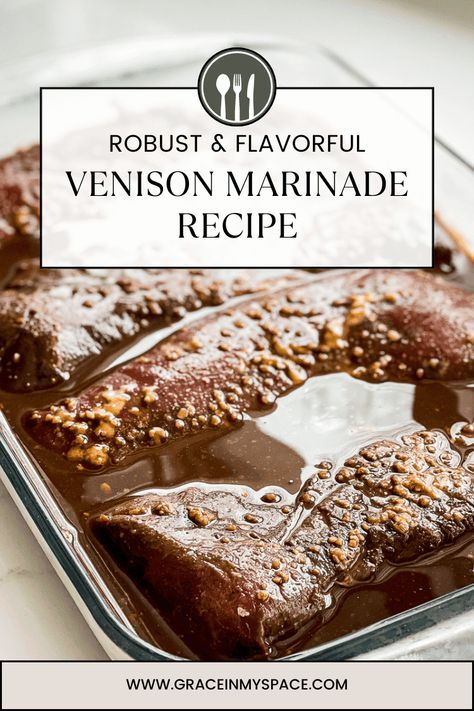 This venison marinade recipe is a flavorful all purpose marinade. It creates tender meat with robust flavor that combats gamey venison flavor. #venisonmarinade #venisonrecipe #venison #venisonsteak #venisontenderloin #marinaderecipe #marinade #robustmarinade #balsalmicmarinade Venison Marinade Recipes Deer, Venison Tenderloin Marinade, Venison Steak Marinade, Venison Marinade Recipes, Venison Tenderloin Recipes, Venison Marinade, Venison Steak Recipes, Venison Backstrap Recipes, Backstrap Recipes