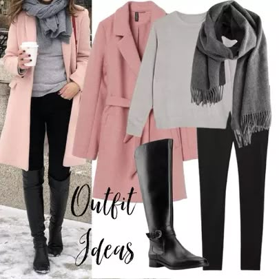 Pink Coat Outfit Ideas, Pink Coat Outfit Winter Street Style, Pink Outfit Ideas Winter, Grey Coat Outfit Winter Classy, Pink Coat Outfit Classy, Pink Wool Coat Outfit, Wool Coat Outfit Winter, Pink Jacket Outfit Winter, Pink Coat Street Style