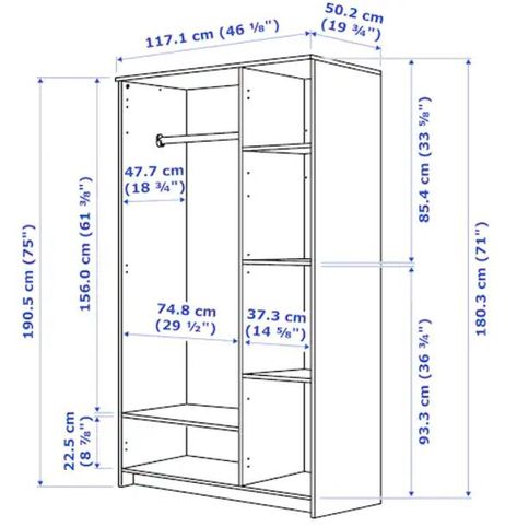 Standard Bedroom Closet Dimensions - A Complete Guide | Complete Guide Ikea Brimnes Wardrobe, Brimnes Wardrobe, Closet Dimensions, Wardrobe Dimensions, Bedroom Cupboard Designs, Closet Layout, Bedroom Closet Design, Wardrobe Design Bedroom, Diy Headboard