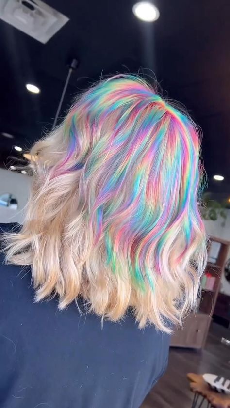 Brighten Up Your Look with These Yellow Hair Ideas Yellow Hair Ideas, Foil Hair Color, Hair Color Placement, Hair Dye Videos, Holographic Hair, Pulp Riot Hair Color, Rave Hair, Vivid Hair Color, Creative Hair Color