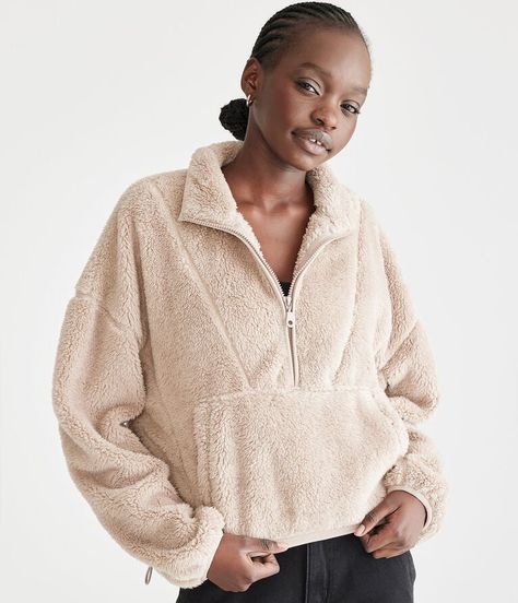 Sherpa Fleece Half-Zip Pullover Jacket Teacher Flats, Black Chunky Knit Sweater, Sherpa Quarter Zip, Sewing Hobby, Fw 2024, Brown Moto Jacket, Winter Wishlist, Tie Sweater, Pajamas Gift