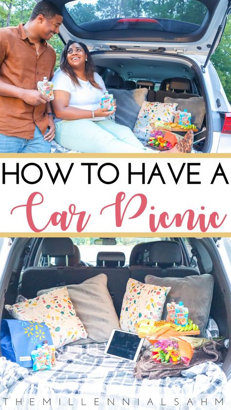 #AD Sharing three simple tips for having an easy car picnic date with your spouse on the blog. Be sure to grab a few @Skippy® Peanut Butter Squeeze Packs from your local @Walmart. #GoToYourSKIPPYPlace #skippypeanutbutterspread #skippysqueezepacks Backseat Car Picnic, Suv Picnic Date, Picnic In Car Ideas, Simple Picnic Date Ideas, Car Picnic Food, Car Picnic Ideas, Back Of Car Picnic, Car Picnic Aesthetic, Car Picnic Date Ideas