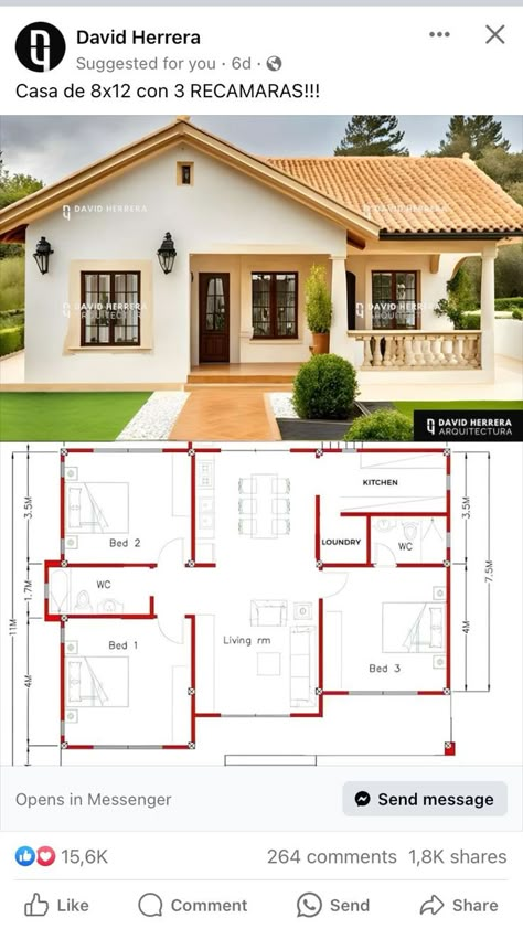 Probinsya House, Modern Bungalow House Plans, Small House Blueprints, Bungalow Style House Plans, Bungalow Style House, Affordable House Plans, Small House Design Exterior, Barn Style House Plans, Modern Bungalow House