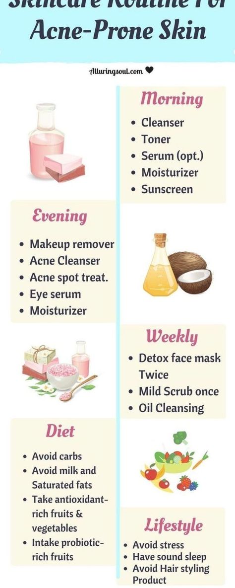 Routine For Acne Prone Skin, Skin Care Routine For Acne, Morning Cleanser, Nutritional Food, Honey Diy, Skin Care Guide, Acne Cleansers, Acne Spots, Sunscreen Moisturizer