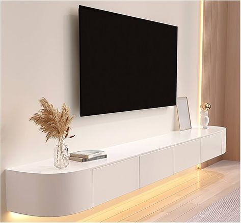 Amazon.com: Wall Mounted White Tv Cabinet, Wooden TV Stand with Drawers & Door, Media Console Shelf Cabinet, Floating TV Storage Cabinet, Entertainment Center for Living Room, Bedroom (Size : 220x32x25cm) : Home & Kitchen Tv Unit With Fridge Storage, Wall Mounted Entertainment Unit, Tv Storage Cabinet, Tv Shelf Design, Wall Mounted Tv Console, Tv Cabinet Wall Design, Cabinet Entertainment Center, Tv Console Design, Wall Mounted Tv Unit