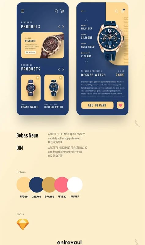 Watch Brand App Design Mobile Website Layout, Luxury App Design, Typography App, Ui Design Dashboard, Ui Design Elements, Ux App Design, App Design Layout, Ui Ux App, Website Color Palette