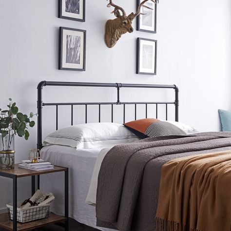 Black Metal Headboard, Iron King, Steel Bed Design, Open Frame Headboard, Bedroom Redesign, Adjustable Bed Base, Metal Headboard, Black Headboard, Steel Bed