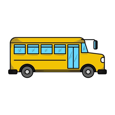 School Bus Drawing Easy, School Bus Doodle, Bus Drawing Easy, Car Cartoon Drawing, Bus Doodle, School Bus Illustration, School Bus Cartoon, Car Doodle, School Bus Drawing