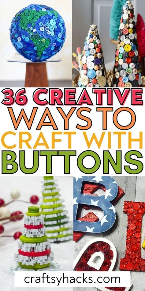 You can have more fun crafting on a low budget when you create these very fun button craft ideas. These creative crafts with buttons are super easy to make for any level of crafter to create. Make these DIY button crafts and enjoy more crafting. Button Crafts For Adults Easy Diy, Button Necklace Diy How To Make, Using Buttons For Crafts, Wooden Button Crafts Ideas, Creative Button Ideas, Pictures Made With Buttons, Diy Christmas Button Crafts, Craft Ideas With Buttons, Crafting With Buttons