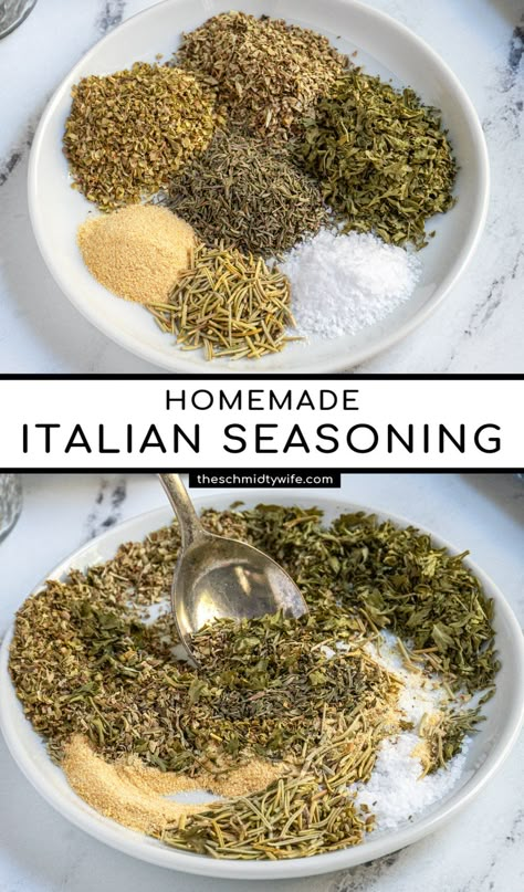 Homemade Italian Seasoning is so easy to make at home with only a few spices you probably already have! Perfect for adding a burst of flavor to anything from soups, roasted veggies, proteins, and so much more! Homemade Italian Seasoning, Italian Spice Mix, Italian Seasoning Blend, Italian Spice Blend, Italian Seasoning Italian Seasoning Recipe, Homemade Italian Seasoning, Homemade Dry Mixes, Resep Pasta, Homemade Spice Mix, Homemade Seasoning, Spice Blends Recipes, Diy Mixes, Spice Mix Recipes