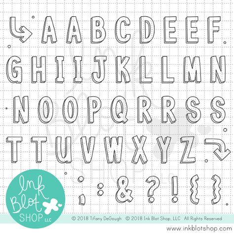 Clear block alphabet stamp set for creating unique handmade cards and scrapbook Chalkboard Lettering Alphabet, Block Letter Alphabet, Block Letter Fonts, Bubble Alphabet, Different Lettering, Doodle Letters, Calligraphy Cards, Alphabet Stamps, Hand Lettering Fonts