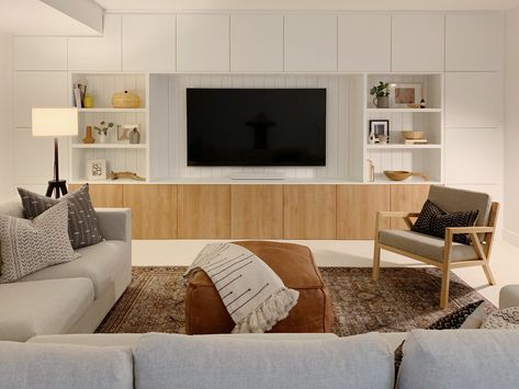 Basement Vibes, Ikea Built In, Crazy Lady, Living Room Built Ins, Living Room Wall Units, Modern Basement, Ikea Living Room, Wall Units, Tv Wall Unit