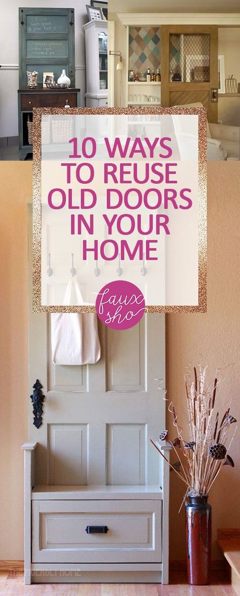 Old Doors Ideas, Old Door Diy, Reuse Old Doors, Diy Country Home Decor, Vintage Doors Repurposed, Reuse Things, Old Door Ideas, Old Door Decor, Old Closet Doors