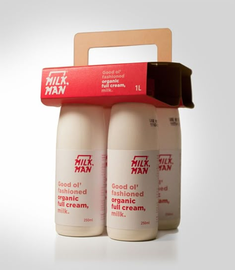 Milk, Man | Dieline Label Minuman, Milk Package, Label Produk, Healthy Milk, Milk Man, Milk Packaging, Drinks Packaging Design, Cereal Milk, Juice Packaging