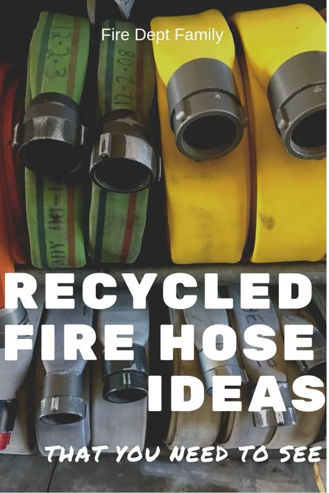 What do you do with all that extra fire hose? recycle it of course! #gogreenin2019 #firehose #recycle #upcycle Diy Fire Hose Projects, Diy Firefighter Decor, Recycled Fire Hose, Repurposed Fire Hose, Fire Station Decor, Firehose Crafts, Fire Hose Decor, Diy Gift For Men, Fire Hose Projects