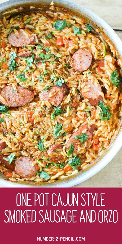 Cajun Orzo, Sausage And Orzo, Sausage Smoked, Smoked Turkey Sausage, One Pot Sausage, Turkey Sausage Recipes, Quick Meals To Make, Orzo Recipe, Orzo Recipes