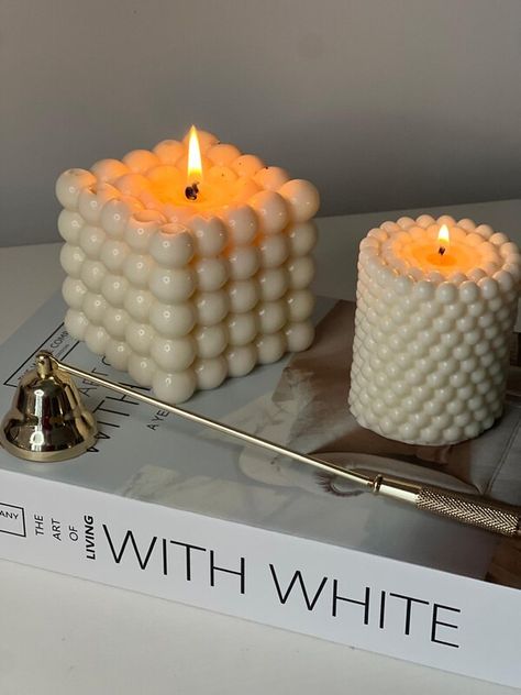 PEARL CUBE CANDLE AND PEARL CYLINDER CANDLE. These two candles will make your space elegant, with a delicate and modern touch. Create an atmosphere of peace, harmony and static in your home. With these spectacular candles you can also surprise your friends or family. All Senses Candles by Kate candles have soft, pleasant perfumes for the comfort of your home. Cylinder Candle, Cube Candle, Pearl Candle, Cylinder Candles, Handmade Sculpture, Luxury Candles, Candle Set, Holiday Gift Guide, Gift Guide