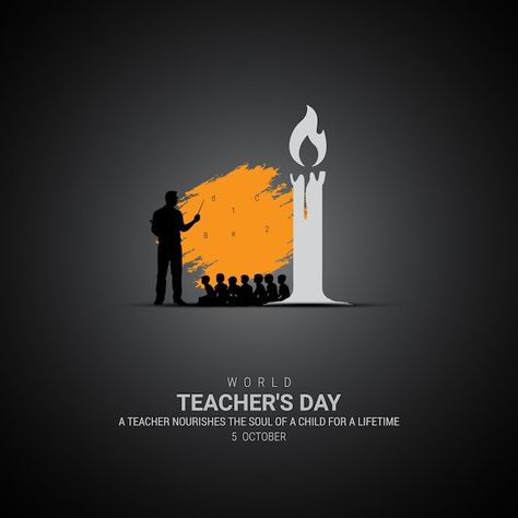 Vector world teacher's day, teacher and ... | Premium Vector #Freepik #vector #happy-teacher #teacher #student-day #teacher-board Teacher Poster Design, Teacher Day Poster Design, World Teachers Day Poster, Teachers Day Post, Happy Students Day, Teachers Day Illustration, World Students Day, Teacher Illustration, World Teachers Day