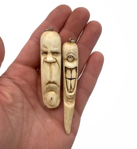 Antler Carving, Bone Art, Antler Jewelry, Bone Carving, by Josh Carte, Bone Jewelry, Hand Carved Art, Antler Necklace, Bone Necklace, Art Bird Carving Patterns, Carving Bone, Antler Projects, Antler Carving, Wood Carving Faces, Antler Crafts, Dremel Carving, Wood Carving For Beginners, Wood Jewelery