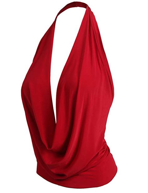 Low Cut Halter Top, Low Cut Dresses, Halter Top Dresses, Chiffon Fashion, Backless Top, Halter Tops, Cut Shirts, Amazon Women, Deep V Neck