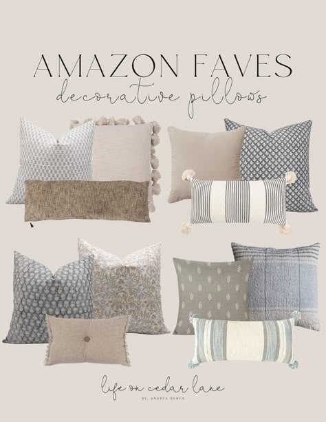 Check out this photo from lifeoncedarlane Throw Pillows Neutral, Amazon Throw Pillow Combinations, Amazon Pillow Covers, Amazon Throw Pillows, Amazon Pillow, Neutral Coastal Living Room, Bnb Decor, Life On Cedar Lane, Pottery Barn Bedrooms