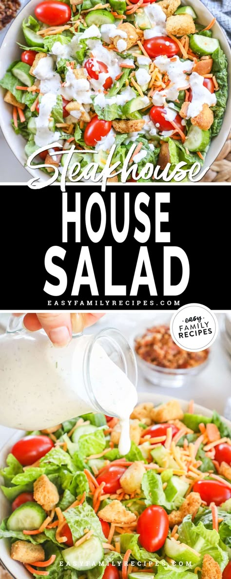 Easy House Salad Recipes, Loaded House Salad, That Good Salad Taste Of Home, Homemade Salads For Lunch, Simple Lunch Salads, How To Make The Perfect Salad, Dinner Salad Recipes Side Dishes, Basic Dinner Salad, House Salad For A Crowd