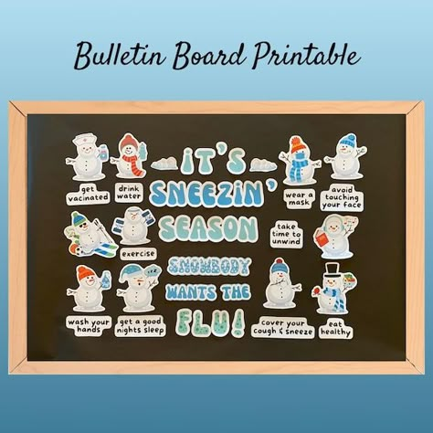 View Bulletin Board Kits by ProfessioNotion on Etsy Winter Nutrition Bulletin Board, Work Bulletin Boards Hospital, Surgery Bulletin Board Ideas, Healthcare Bulletin Boards, Hospital Unit Bulletin Board Ideas, Winter Health Bulletin Boards, Christmas Health Bulletin Boards, Health Department Bulletin Board, Health Room Bulletin Boards Nurse Office