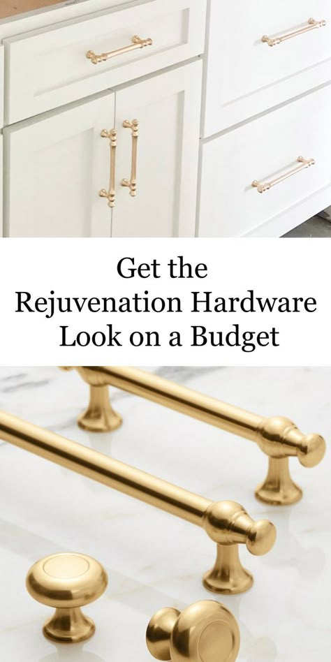 Restoration Hardware Kitchen Pulls, Gold Handles White Kitchen, Kitchen Hardware Traditional, Rejuvenation Massey Hardware, Restoration Hardware Drawer Pulls, Kitchens With Brass Cabinet Pulls, Mudroom Cabinet Pulls, Traditional Gold Kitchen Hardware, Polished Brass Cabinet Pulls