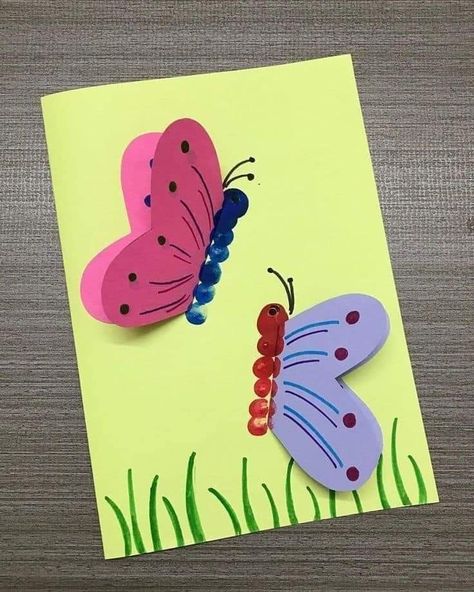 Oppgaver For Barn, Insect Crafts, Spider Crafts, Toddler Arts And Crafts, Butterfly Card, Preschool Arts And Crafts, Hand Crafts For Kids, Preschool Art Activities, Kindergarten Crafts