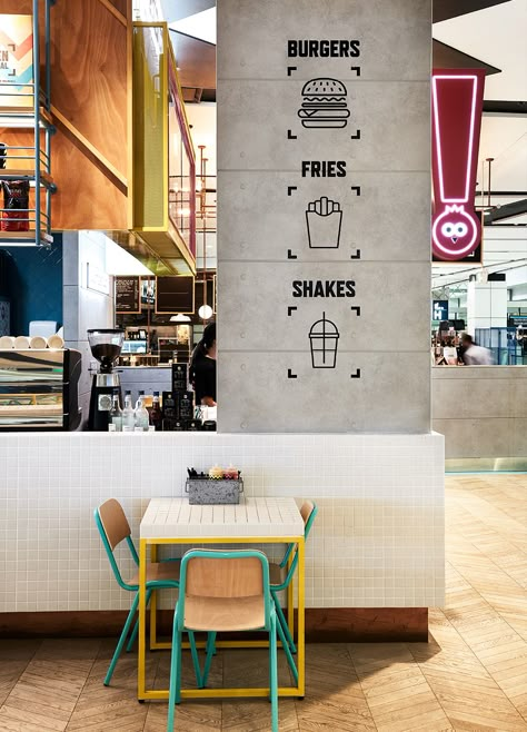 Wall Design Restaurant, Burger Restaurant Design, Coffee Signage, Coffee Shop Wall, Small Restaurant Design, Burger Shop, The Best Burger, Burger Restaurant, Burger Bar