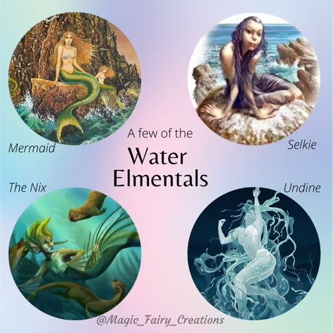 Water Gods And Goddesses, Air Element Animals, Mythological Sea Creatures, Water Element Animals, Sea Creatures Mythical, Spirit Element Witchcraft, Water Mythical Creatures, Water Creatures Mythical, Water Mythology