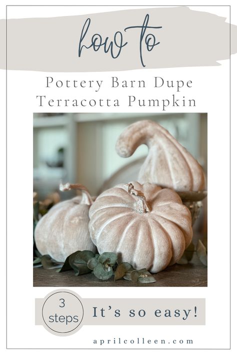 Want to know the 3 easy steps to getting the perfect terracotta look on your faux pumpkins? Check out how easy it is to make your pumpkins look like they came from Pottery Barn! Check it out! Painted Faux Pumpkins, Pottery Barn Terracotta Pumpkin Diy, Terracotta Pumpkins, Barn Makeover, Pottery Barn Pumpkin, Pumpkin Pottery, Aged Terracotta, Simply Painting, Pottery Barn Look