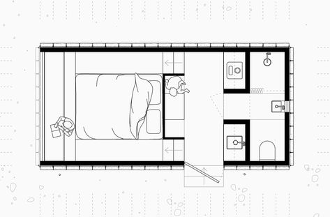 Studio Floor Plans, Hotel Plan, Hotel Room Design, Tiny House Floor Plans, Micro House, Small Room Design, Tiny House Cabin, Modern Cabin, Tiny House Living