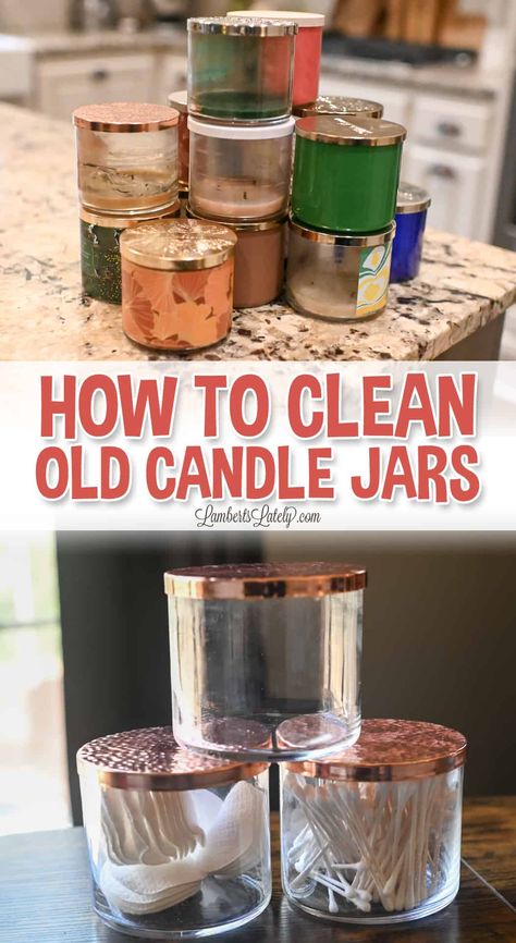 Get the full instructions on how to get wax out of a candle jar to upcycle it into a frugal, versatile container. Bonus: you'll also learn how to make wax melts out of the leftover wax! Diy Candles From Old Candles, Leftover Candle Jars, Reuse Candle Wax, Clean Candle Jars, Upcycled Candle Jars, Leftover Candle Wax, Make Wax Melts, Leftover Candle, Homemade Candle Recipes