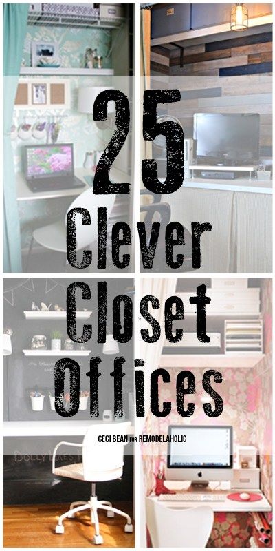 Put your closet to work! 25 Clever Closet Offices via #remodelaholic Closet Offices, Cloffice Ideas, Small Home Office Desk, Closet Desk, Clever Closet, Home Office Closet, Casa Clean, Decorating Bedroom, Closet Office