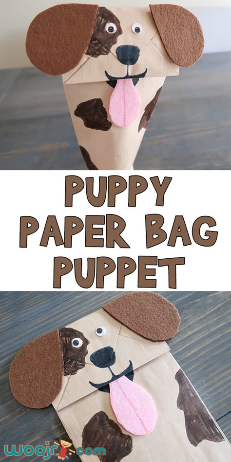 Star Paper Craft, Puppy Crafts, Bag Puppet, Diy Paper Bag, Small Paper Bags, Puppets For Kids, Paper Bag Crafts, Print On Paper Bags, Paper Bag Puppets