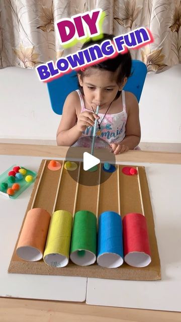 Blowing Activities For Kids, Straw Activities For Kids, Colour Activity For Kids, Colours Activity For Preschool, Nursery Activities 3-5, Fun Painting Activities, Blowing Activities, Mommy And Me Activities, Hand Activity