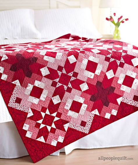 Ruby Reds Quilt Two Color Quilts, Red And White Quilts, Lap Quilts, Holiday Quilts, Red Quilts, Patchwork Quilting, Star Quilts, Quilted Table, Wall Quilts