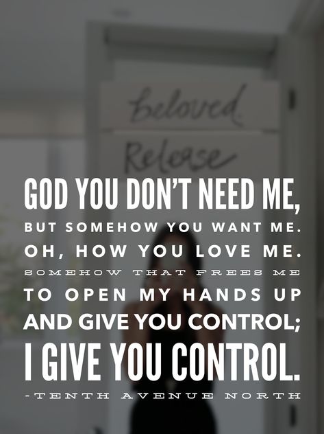 As I get ready for the evening, the song “Control” by Tenth Avenue North comes through my speaker in our bedroom. And as I listen to the words, tears form in my eyes as... Christian Music Quotes, Lyric Aesthetic, Free Scripture Cards, Tenth Avenue North, Free Scripture Printables, Christian Lyrics, Worship Songs Lyrics, Worship Lyrics, Hymns Lyrics